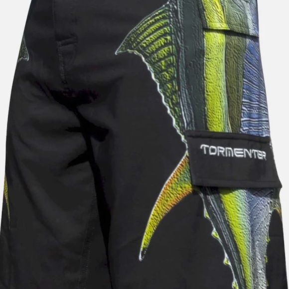 Tormenter Black Fish Print Shorts - Picture 1 of 10